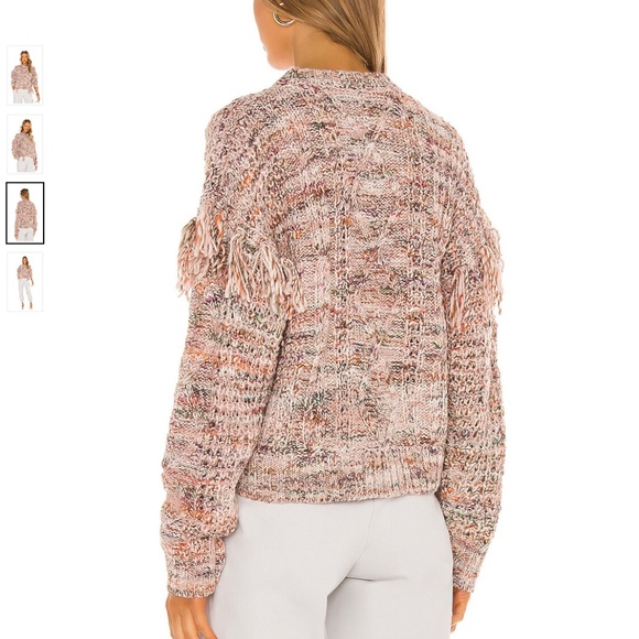 JOIE Meghan Cable Knit Fringe Sweater - Rose - Size Small - Picture 2 of 11